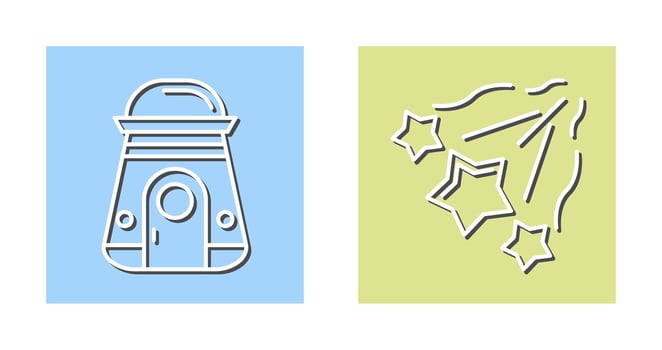 space capsule And falling stars Icon vector