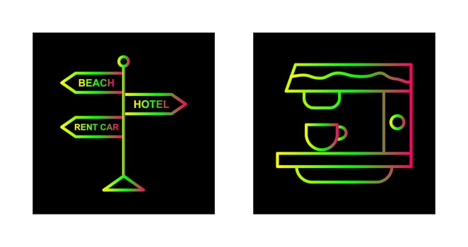 signboard and coffe machine Icon vector