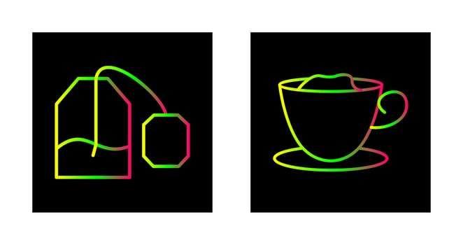 tea bag and creamy coffee  Icon vector