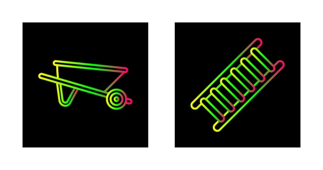Wheelbarrow and ladder Icon vector
