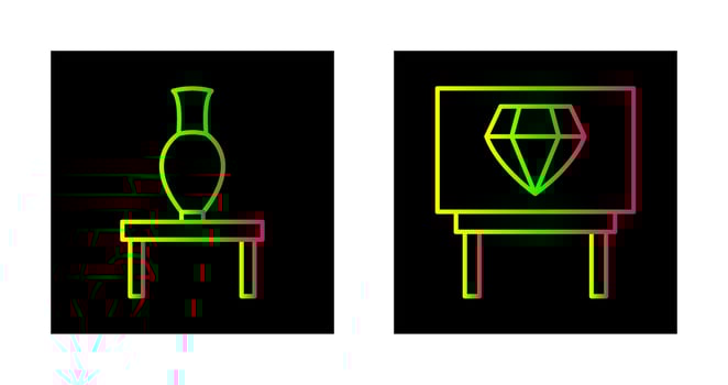 Vase Exhibit and Diamond Exhibit Icon vector