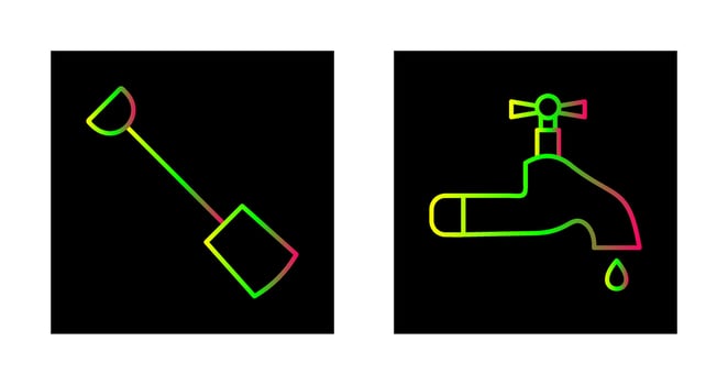 Hand Shovel and Water Tap Icon vector