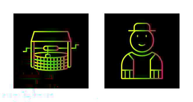 Watwer Well and Gardener Icon vector