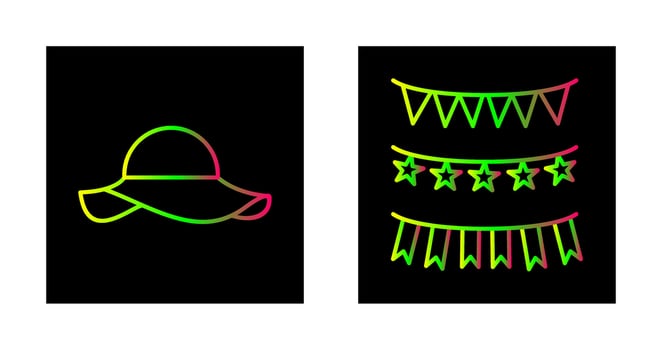 Garlands and Woman Hat Icon vector