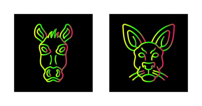 Donkey and Kangaroo Icon vector