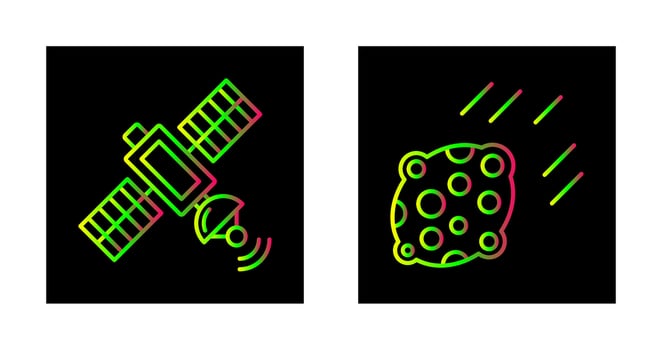 satelite and asteroid Icon vector