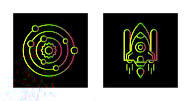 solar systems and space shuttle Icon vector
