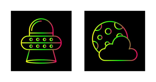 ufo and moon Icon vector