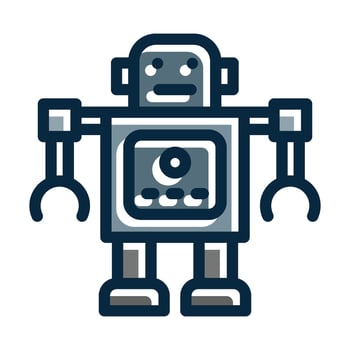 Toy Robot Vector Thick Line Filled Dark Colors Icons For Personal And Commercial Use.