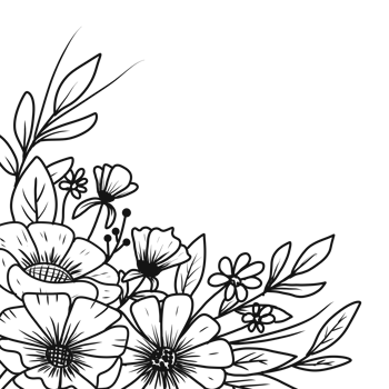 Hand drawn Outline floral arrangement png