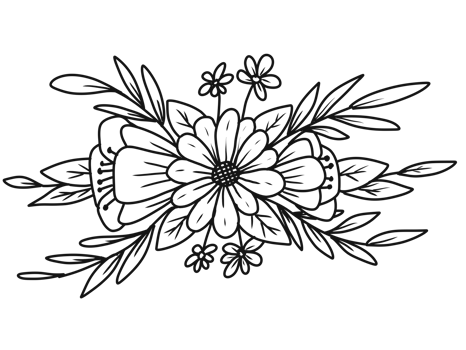 Hand drawn Outline floral arrangement png