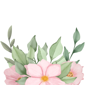 Green leaves and pink flower floral border png