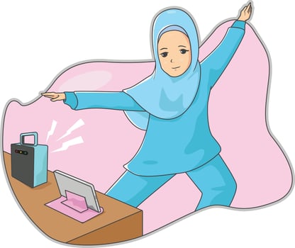 muslim girl stretching vector