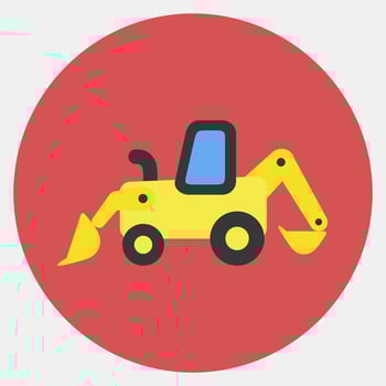 Icon backhoe. Heavy equipment elements. Icons in color mate style. Good for prints, posters, logo, infographics, etc. vector