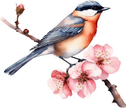 Watercolor paintings of colorful birds.  Ai-Generated. png