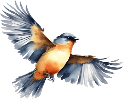 Watercolor paintings of colorful birds.  Ai-Generated. png