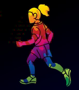 A Girl Start Running Action Cartoon Sport Graphic Vector