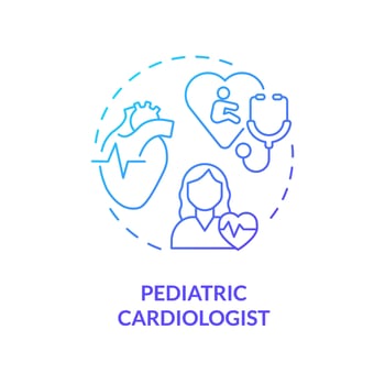 Pediatric cardiologist blue gradient concept icon. Heart doctor. Disease prevention. Healthcare practitioner. Childcare centre abstract idea thin line illustration. Isolated outline drawing vector