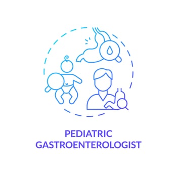 Pediatric gastroenterologist blue gradient concept icon. Digestive system. Stomach doctor. Healthcare practitioner. Child clinic abstract idea thin line illustration. Isolated outline drawing vector