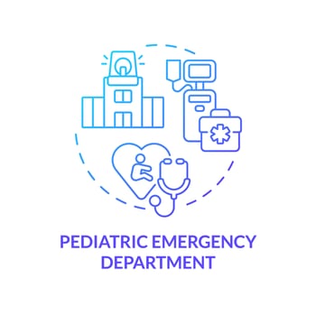 Pediatric emergency department blue gradient concept icon. Critical care. Medical equipment. Trauma center. Children hospital abstract idea thin line illustration. Isolated outline drawing vector
