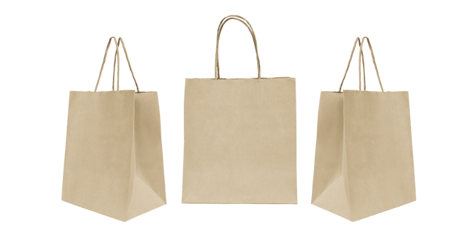 Mockup set of shopping paper bags PNG transparent