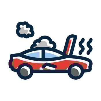 Broken Car Vector Thick Line Filled Dark Colors Icons For Personal And Commercial Use.