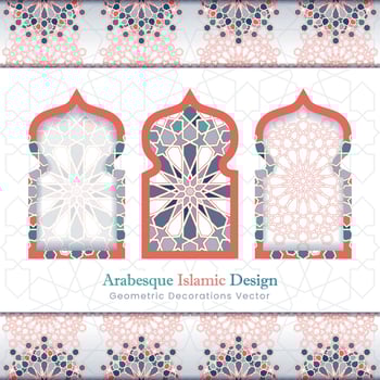 Arabesque islamic banner collection. Set of arabesque patterns vector backgrounds. Color abstract ornaments. You can use it for backgrounds, invitations, business cards, banners, wallpapers
