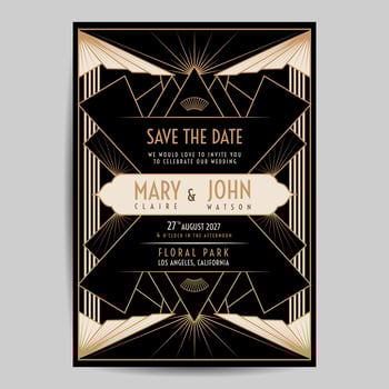 Art Deco Vintage Wedding Invitation vector