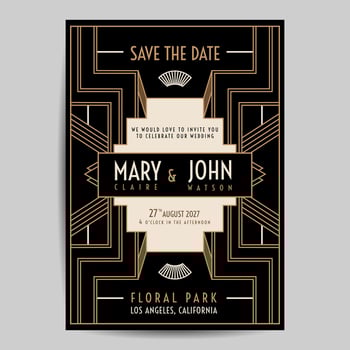 Art Deco Vintage Wedding Invitation vector