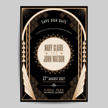 Art Deco Vintage Wedding Invitation vector