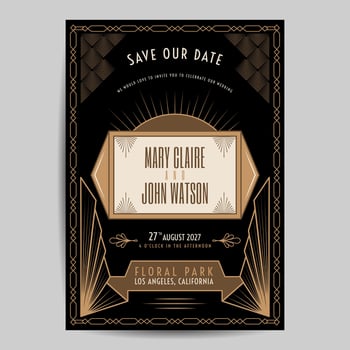 Art Deco Vintage Wedding Invitation vector