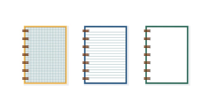 Set of opened empty notebooks vector