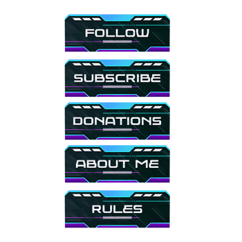 Gaming panels in neon gradient style for streamers png