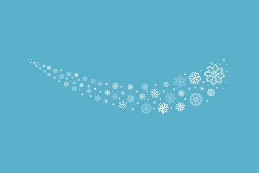 White wave of snowflakes on blue background. vector illustration.Decorative winter background.