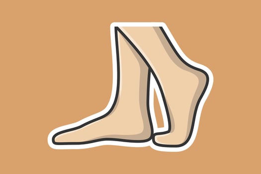 Human Feet Sticker vector illustration. People fashion icon concept. Human foot for medical health care sticker vector design with shadow.