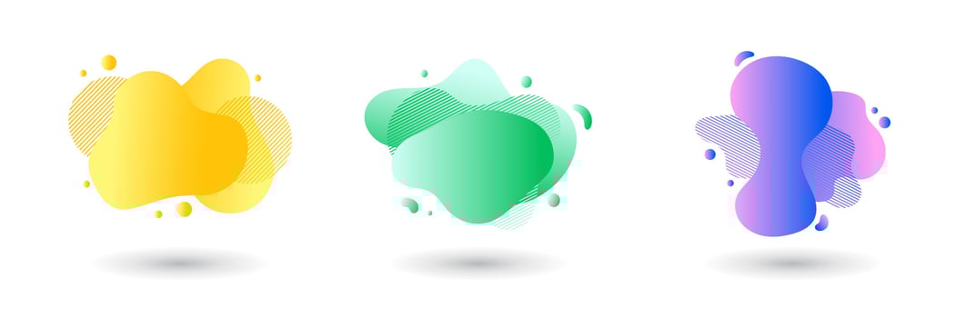 A collection of abstract modern graphic elements. Dynamic colored shapes and lines. Abstract gradient banner with flowing liquid form. A template for logo design, brochures, flyers, or presentations. vector