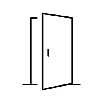 Opened door icon. Simple outline style. Door, open, enter, exit, entrance, front, doorway, house, home interior concept. Thin line symbol. Vector illustration isolated.