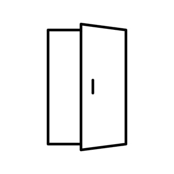 Opened door icon. Simple outline style. Door, open, enter, exit, entrance, front, doorway, house, home interior concept. Thin line symbol. Vector illustration isolated.