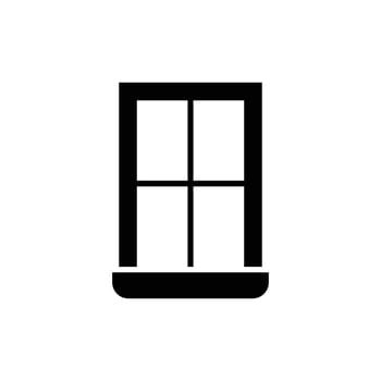 Window icon. Simple solid style. Window frame, square, construction, room, house, home interior concept. Silhouette, glyph symbol. Vector illustration isolated.
