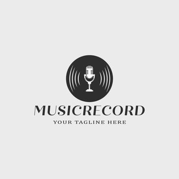 music recording logo vintage vector illustration template icon graphic design