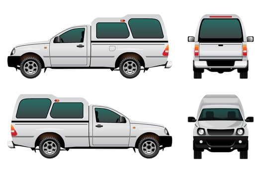 White Pick-up Truck Template vector
