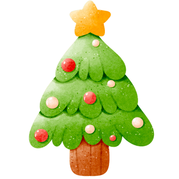 Watercolor Christmas Tree with star illustration png