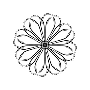 Artistic Circle Shape Created from Fishing Hook Silhouette Composition, can use for Logo Gram, Decoration, Ornate, Art Illustration or Graphic Design Element. Vector Illustration