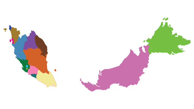 Malaysia map with administrative. Map of Malaysia png
