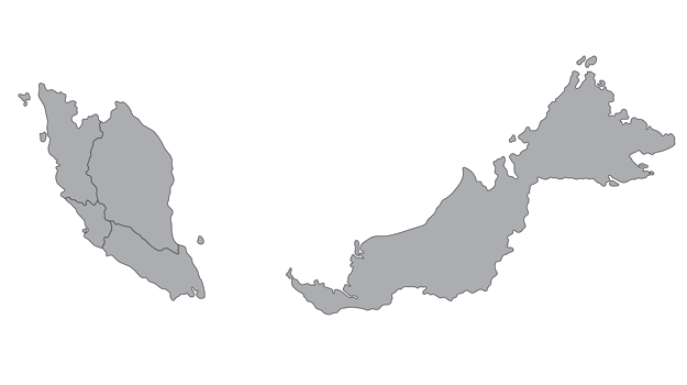 Malaysia map with main regions. Map of Malaysia png