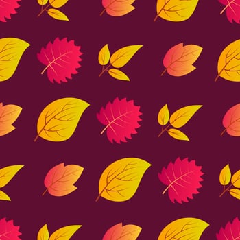 Autumn seamless background with maple colorful leaves. Design for fall season posters, wrapping papers and holidays decorations. Vector illustration