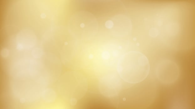 Gold abstract blurred gradient with bokeh, golden light background. Vector illustration.