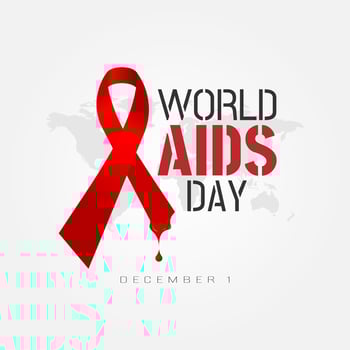 World Aids Day poster with red ribbon and blood drops vector