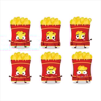 Cartoon character of potato chips with what expression vector