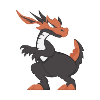 A cartoon dragon with black and orange fur vector